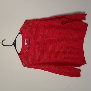 Abound Women’s Drop Shoulder Knit Sweater Pullover Red 100% Cotton Size Large